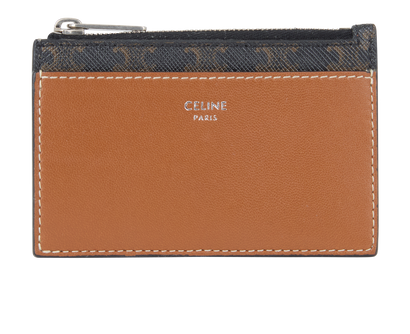 Celine Zipped Card Holder, £120, Accessories, Black/Brown, Canvas, Front view